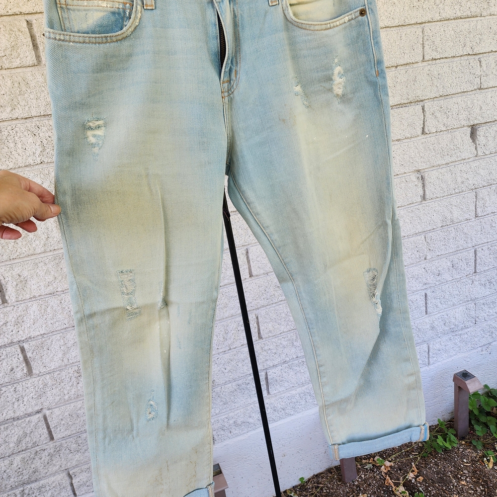 Current/Elliott Light Blue Distressed Boyfriend Jeans